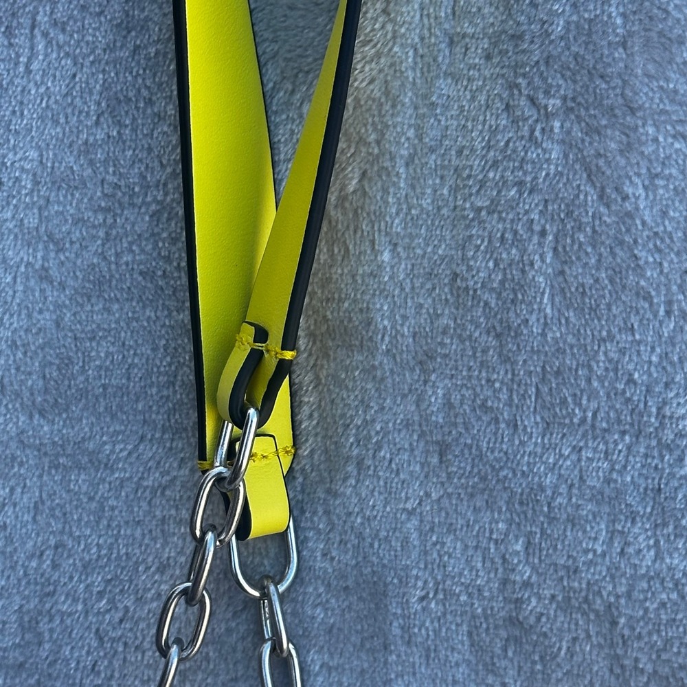 Rag & Bone Highlighter Yellow Atlas Crossbody Leather Bag Wallet Chain Strap 8" - Picture 14 of 16